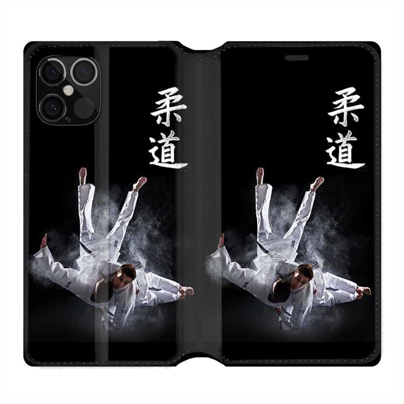Housse Cuir Portefeuille Pour Iphone 12 / 12 Pro Judo Noir