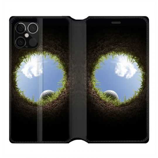 Housse Cuir Portefeuille Pour Iphone 12 / 12 Pro Golf Trou