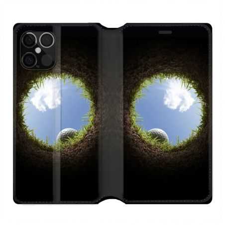 Housse Cuir Portefeuille Pour Iphone 12 / 12 Pro Golf Trou