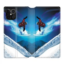Housse Cuir Portefeuille Pour Iphone 12 / 12 Pro Snowboard Saut