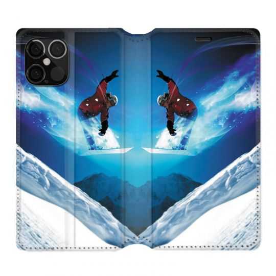 Housse Cuir Portefeuille Pour Iphone 12 / 12 Pro Snowboard Saut