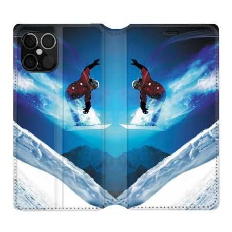 Housse Cuir Portefeuille Pour Iphone 12 / 12 Pro Snowboard Saut