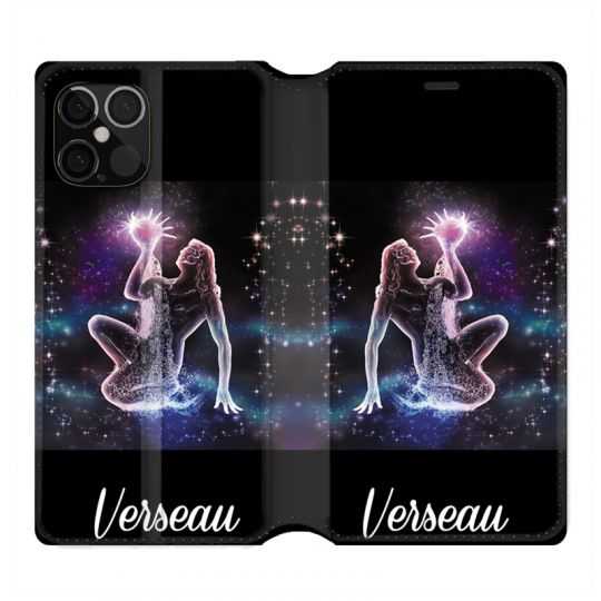 Housse Cuir Portefeuille Pour Iphone 12 / 12 Pro Signe Zodiaque 2 Verseau