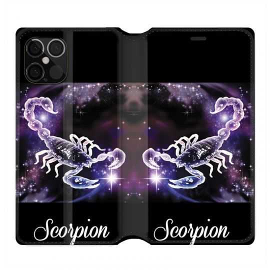 Housse Cuir Portefeuille Pour Iphone 12 / 12 Pro Signe Zodiaque 2 Scorpion