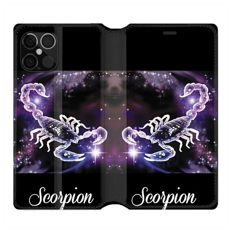 Housse Cuir Portefeuille Pour Iphone 12 / 12 Pro Signe Zodiaque 2 Scorpion