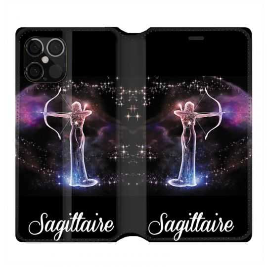 Housse Cuir Portefeuille Pour Iphone 12 / 12 Pro Signe Zodiaque 2 SagittAire