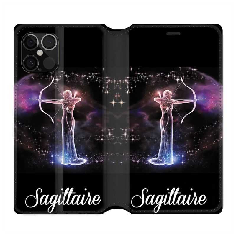 Housse Cuir Portefeuille Pour Iphone 12 / 12 Pro Signe Zodiaque 2 SagittAire