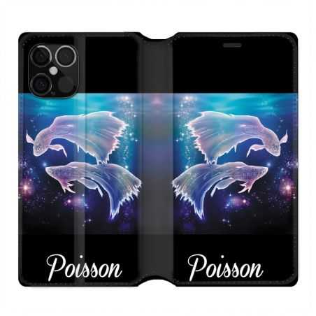 Housse Cuir Portefeuille Pour Iphone 12 / 12 Pro Signe Zodiaque 2 Poisson