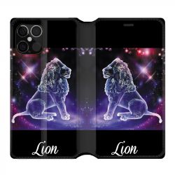 Housse Cuir Portefeuille Pour Iphone 12 / 12 Pro Signe Zodiaque 2 Lion