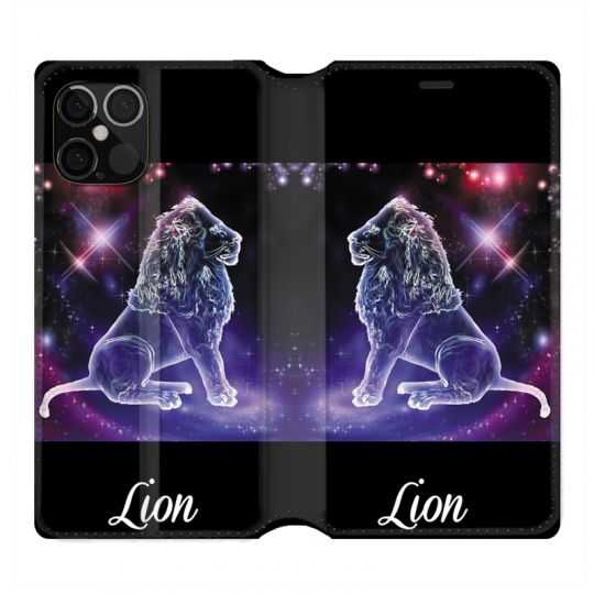 Housse Cuir Portefeuille Pour Iphone 12 / 12 Pro Signe Zodiaque 2 Lion