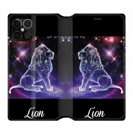 Housse Cuir Portefeuille Pour Iphone 12 / 12 Pro Signe Zodiaque 2 Lion
