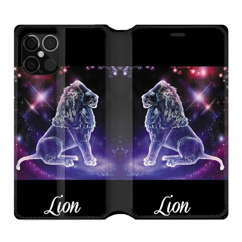 Housse Cuir Portefeuille Pour Iphone 12 / 12 Pro Signe Zodiaque 2 Lion