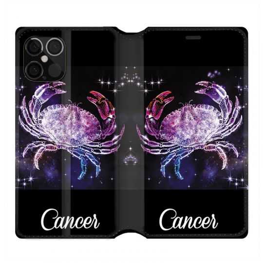 Housse Cuir Portefeuille Pour Iphone 12 / 12 Pro Signe Zodiaque 2 Cancer