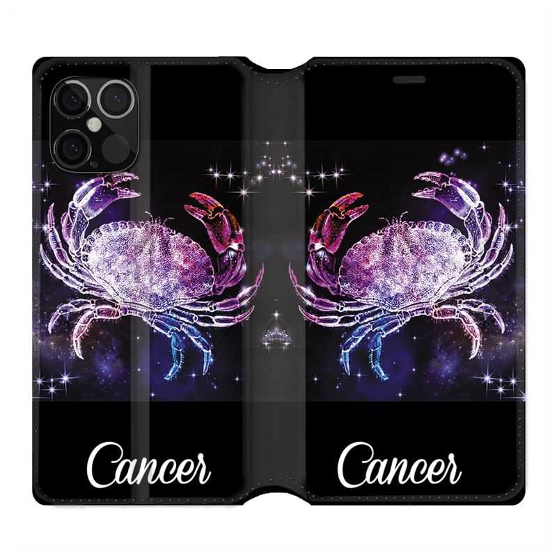 Housse Cuir Portefeuille Pour Iphone 12 / 12 Pro Signe Zodiaque 2 Cancer
