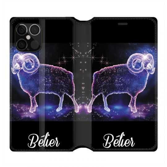 Housse Cuir Portefeuille Pour Iphone 12 / 12 Pro Signe Zodiaque 2 Bélier
