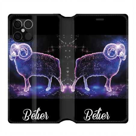 Housse Cuir Portefeuille Pour Iphone 12 / 12 Pro Signe Zodiaque 2 Bélier