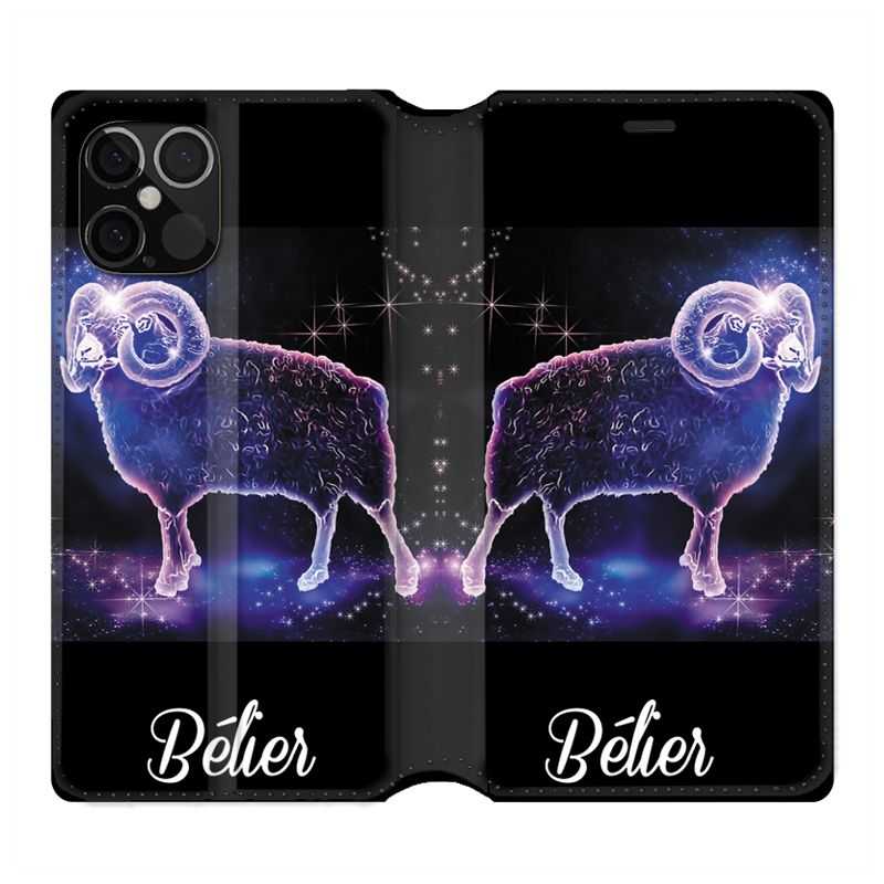 Housse Cuir Portefeuille Pour Iphone 12 / 12 Pro Signe Zodiaque 2 Bélier