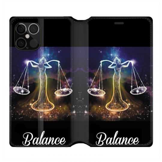 Housse Cuir Portefeuille Pour Iphone 12 / 12 Pro Signe Zodiaque 2 Balance