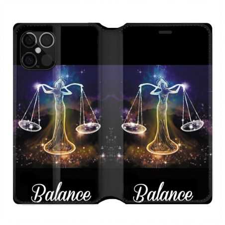 Housse Cuir Portefeuille Pour Iphone 12 / 12 Pro Signe Zodiaque 2 Balance