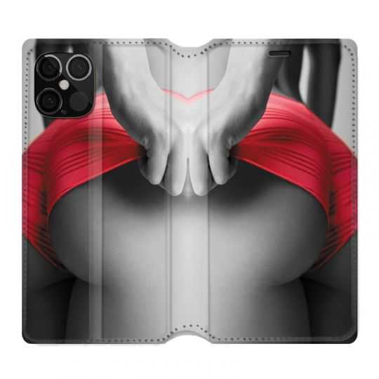 Housse Cuir Portefeuille Pour Iphone 12 / 12 Pro Sexy Tanga Rouge