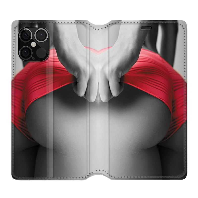 Housse Cuir Portefeuille Pour Iphone 12 / 12 Pro Sexy Tanga Rouge