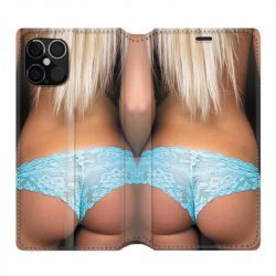 Housse Cuir Portefeuille Pour Iphone 12 / 12 Pro Sexy Tanga Bleu