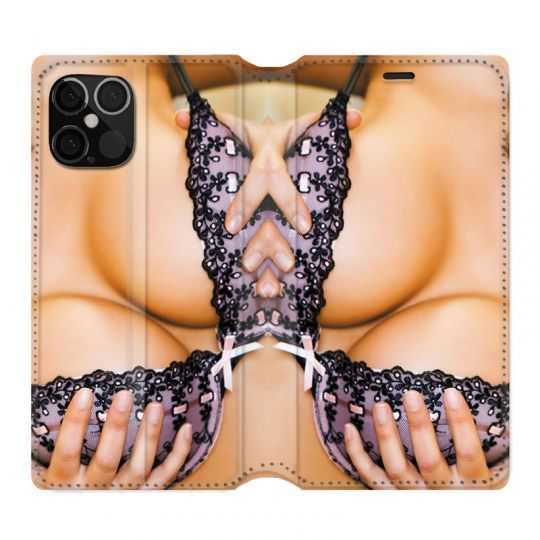 Housse Cuir Portefeuille Pour Iphone 12 / 12 Pro Sexy Boobs