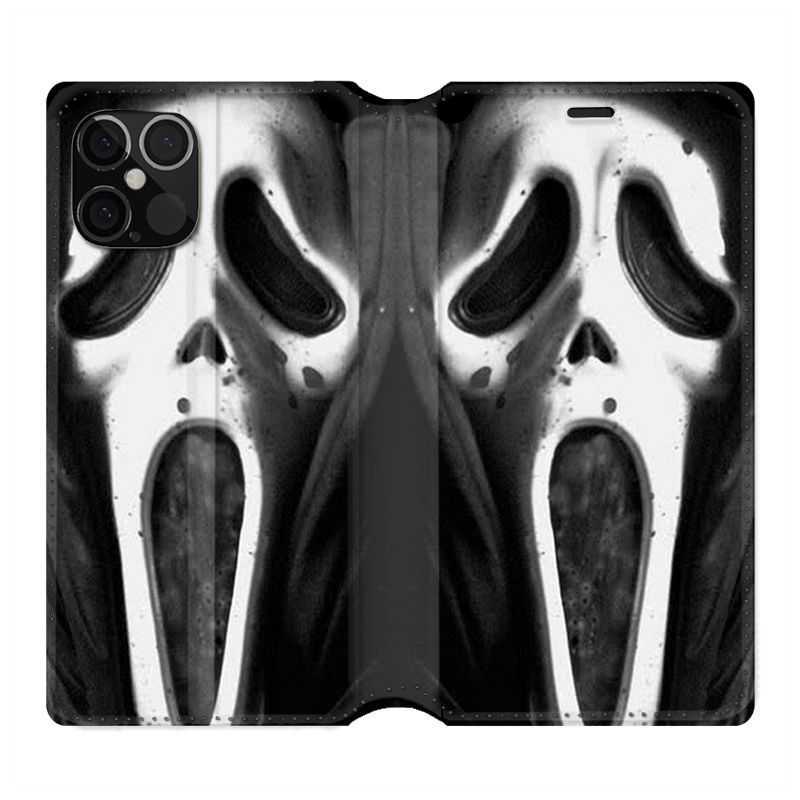 Housse Cuir Portefeuille Pour Iphone 12 / 12 Pro Scream Noir