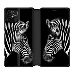 Housse Cuir Portefeuille Pour Iphone 12 / 12 Pro Savane Zebra
