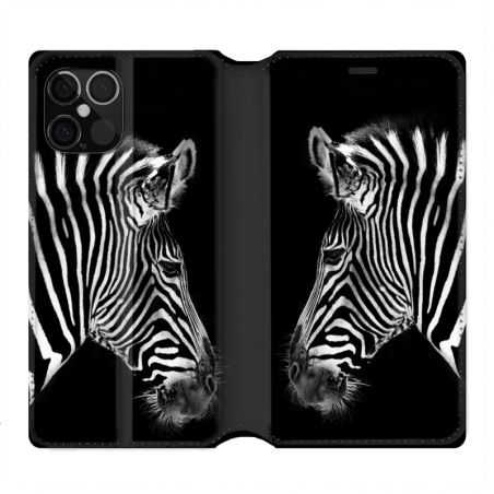 Housse Cuir Portefeuille Pour Iphone 12 / 12 Pro Savane Zebra
