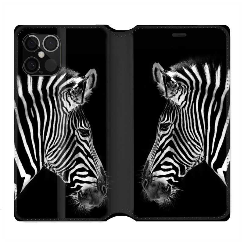 Housse Cuir Portefeuille Pour Iphone 12 / 12 Pro Savane Zebra