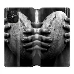 Housse Cuir Portefeuille Pour Iphone 12 / 12 Pro Rugby Ballon Vintage