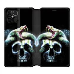Housse Cuir Portefeuille Pour Iphone 12 / 12 Pro serpent Crane