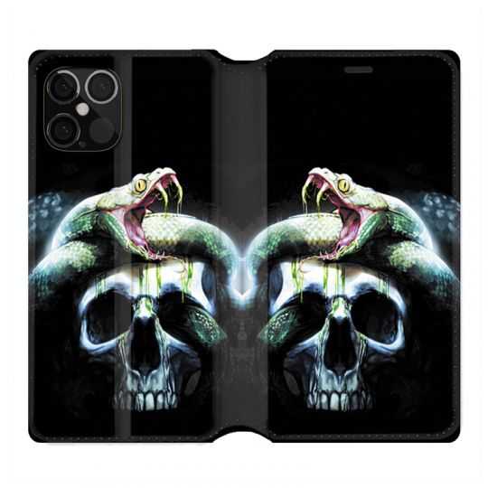 Housse Cuir Portefeuille Pour Iphone 12 / 12 Pro serpent Crane