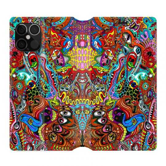 Housse Cuir Portefeuille Pour Iphone 12 / 12 Pro Psychedelic Yeux