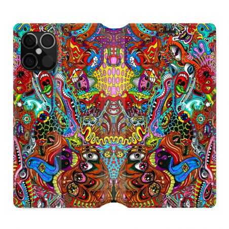 Housse Cuir Portefeuille Pour Iphone 12 / 12 Pro Psychedelic Yeux