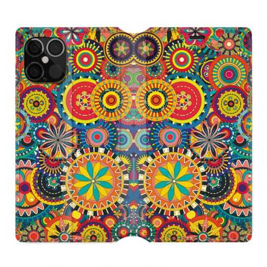 Housse Cuir Portefeuille Pour Iphone 12 / 12 Pro Psychedelic Roue