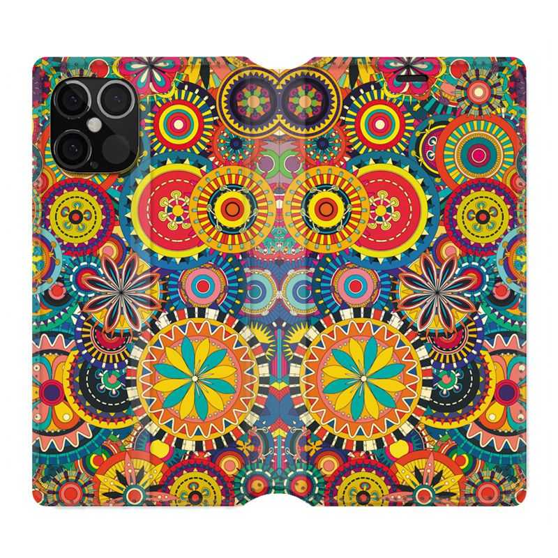 Housse Cuir Portefeuille Pour Iphone 12 / 12 Pro Psychedelic Roue