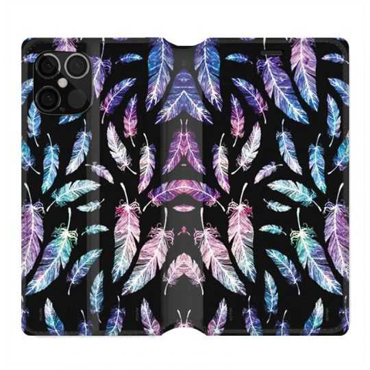Housse Cuir Portefeuille Pour Iphone 12 / 12 Pro Psychedelic Plume