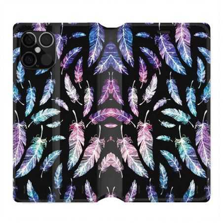 Housse Cuir Portefeuille Pour Iphone 12 / 12 Pro Psychedelic Plume