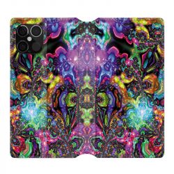 Housse Cuir Portefeuille Pour Iphone 12 / 12 Pro Psychedelic Colore