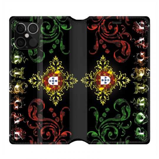 Housse Cuir Portefeuille Pour Iphone 12 / 12 Pro Portugal Arabesque