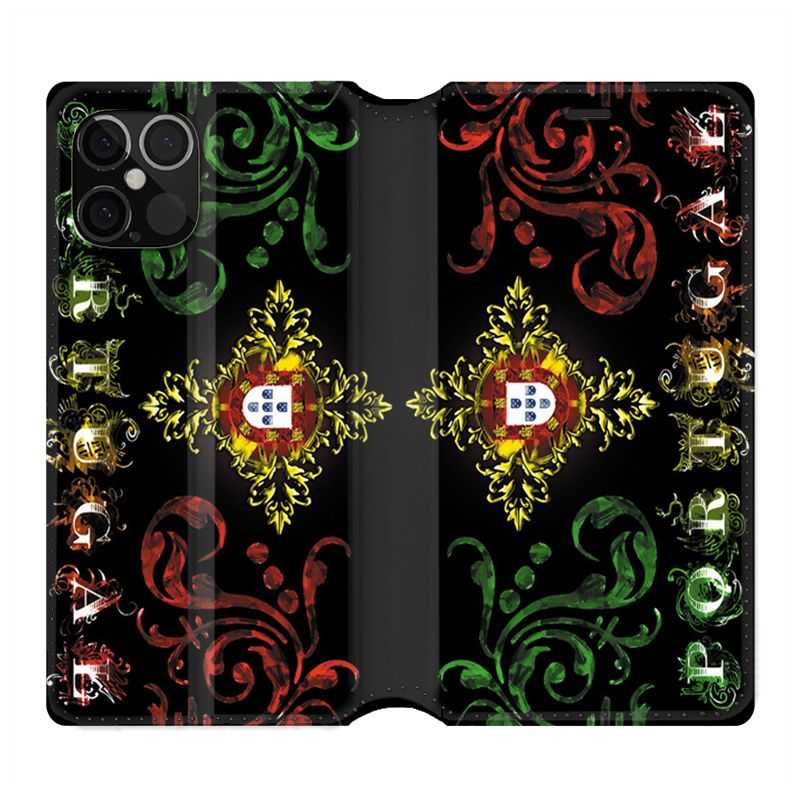 Housse Cuir Portefeuille Pour Iphone 12 / 12 Pro Portugal Arabesque