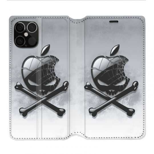 Housse Cuir Portefeuille Pour Iphone 12 / 12 Pro Pomme Tete Mort