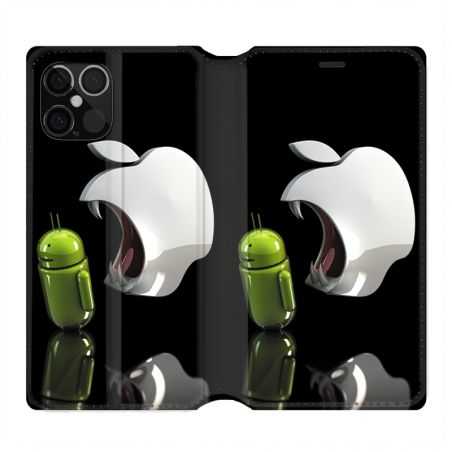 Housse Cuir Portefeuille Pour Iphone 12 / 12 Pro Pomme Dent
