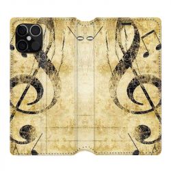 Housse Cuir Portefeuille Pour Iphone 12 / 12 Pro Musique Clé Sol Vintage