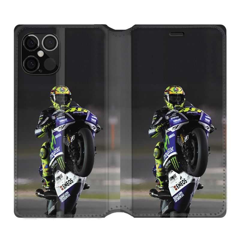 Housse Cuir Portefeuille Pour Iphone 12 / 12 Pro Moto Wheeling