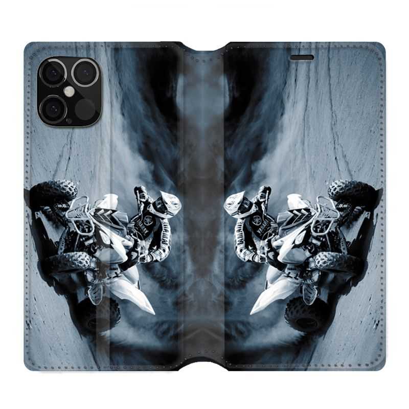 Housse Cuir Portefeuille Pour Iphone 12 / 12 Pro Moto Quad