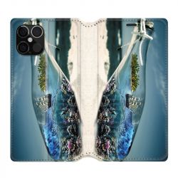 Housse Cuir Portefeuille Pour Iphone 12 / 12 Pro Mer Bouteille