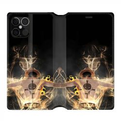 Housse Cuir Portefeuille Pour Iphone 12 / 12 Pro Manga One Piece Ace Noir